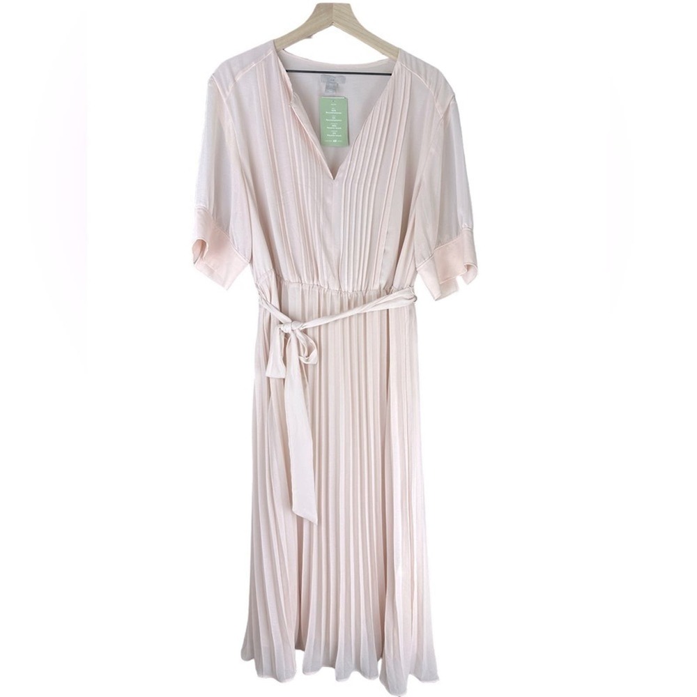 H&M Maxi Dress Blush Pleated Skirt Size XL NWT